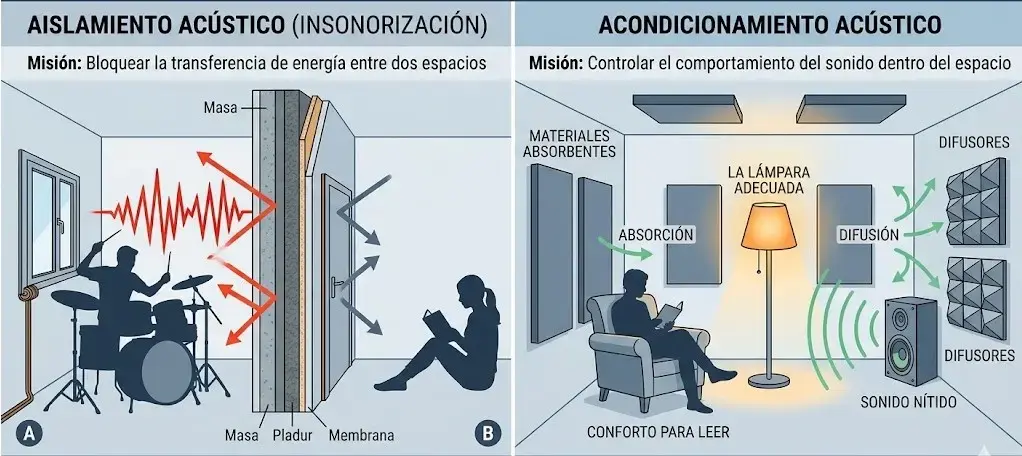 acondicionamiento acustico diferencias